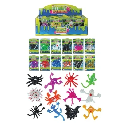 Image of HENBRANDT 30 x Sticky Creatures Novelty Splat Monster Toy Fidget Toys for Kids Trick or Treat Stocking Filler Halloween Party Bag Fillers Loot Lucky Dip Favours Boys and Girls