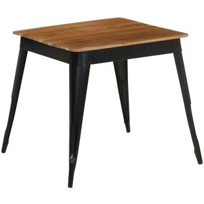 Image of vidaXL Dining Table Solid Acacia Wood and Steel 75x75x76 cm