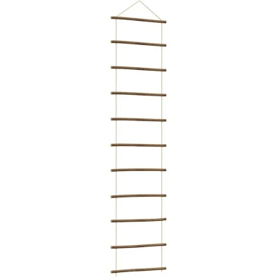 Image of vidaxl natural branch ladder wall decor 50x200 cm rustic wooden hanging decoration with 11 branches and durable hemp ropes for living room/bedroom/home