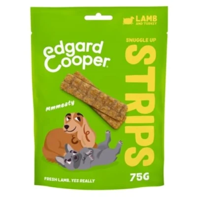 Image of Edgard &amp; Cooper Natural Dog Treats Lamb and Turkey Snuggle Up Strips (1 x 75g bag), Grain Free, High in Protein fresh meat, full of essential amino acids for healthy insides