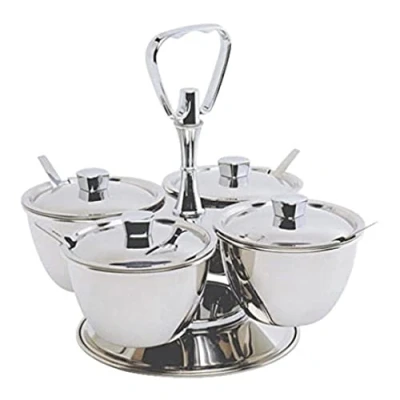 Image of Genware NEV 8053 4 Revolving Relish Server Way, Stainless Steel