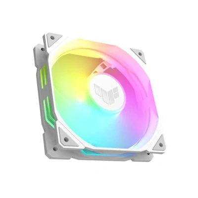 Image of ASUS TUF Gaming TR120 ARGB Single Pack White Edition 120mm Fans (28mm Frame, 3.3mm High Static Pressure H2O, Dual Layer LED Matrix, Aura Sync, PWM Fan Control)