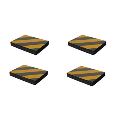 Image of Self adhesive, Thick Rubber Foam Bumpers, for Protection of the Walls and Car Doors, dimensions 9.4&quot;x7.1&quot;x1.2&quot; (24x18x3 cm), with Reflective Strips Black Yellow (Pack 4 pcs)