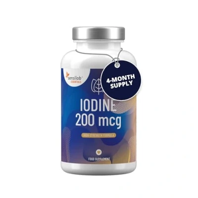 Image of Iodine Tablets 200 mcg Potassium Iodide Capsules for Thyroid &amp; Nervous System Support 120 4 Month Supply by Sensilab Essentials