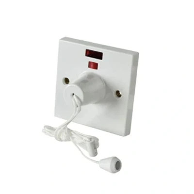 Image of Mr. Gadget&#039;s Solutions Shower Ceiling Pull Cord Switch &amp; Pattress Box, 45 Amp Double Pole Neon Electric