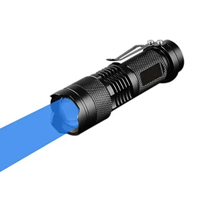 Image of Blue Torch, WESLITE Light Mini Torch Beam LED Flashlight Torches 3 Modes Zoomable with Clip Long Range for Night Fishing Hunting(Battery not Included)