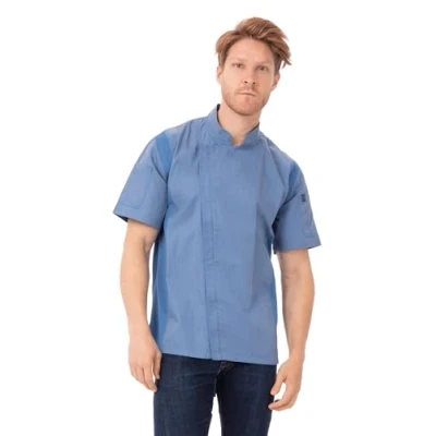 Image of Chef Works Men&#039;s Springfield Coat Jacket, Sky Blue, 3XL