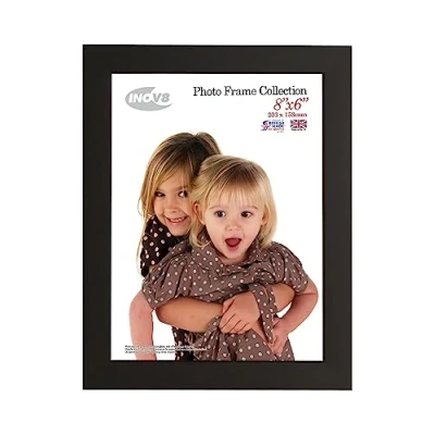 Image of Inov8 British Made Real Wood Picture/Photo Frame 8x6&quot; Inch(20x15cm) Auckland 20mm Pine Black