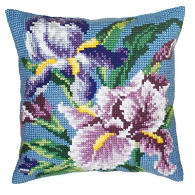 Image of Collection D&#039;Art CD5050 Cross Stitch Cushion: Purple Iris