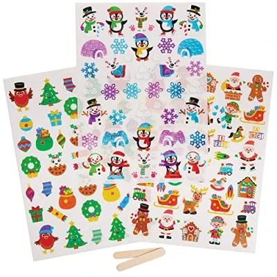 Image of Baker Ross FX335 Christmas rub on Transfer Stickers Pack of 120, Stickers, Kids Waterproof Crafts Ceramic Wood and Paper