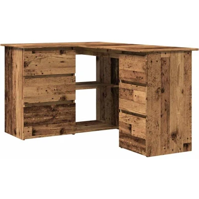 Image of vidaXL Corner Desk Old Wood 145 x 100 76 cm Particle Board