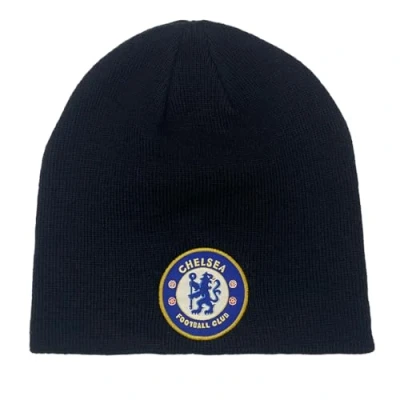 Image of Chelsea FC Official Football Gift Knitted Beanie Hat Navy Blue
