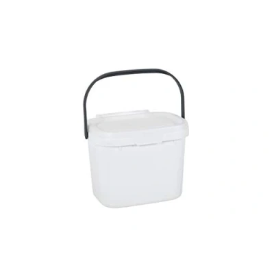 Image of Addis 518252 Everyday Kitchen Food Waste Compost Caddy Bin, 4.5 Litre, White/Metallic Sliver, Silver, 4.5ltr