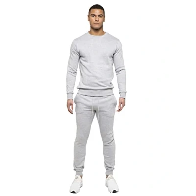 Image of BRAND KRUZE Mens Crew Neck Long Sleeve TRACKSUIT Set Sweatshirt and Joggers KZMS138 GRY 2XL