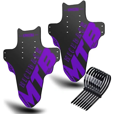 Image of NICEDACK Mudguards Mountain Bike, 2 Pieces Mudguard Fit 20 29 Inch MTB Front and Rear Compatible Bicycle Splash Guard (Violet)