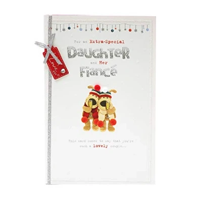 Image of Daughter and Fiance Christmas Card Special Couple Cute Boofle Design