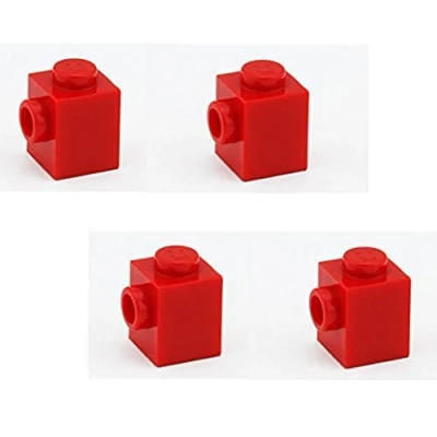 Image of Lego Parts: Brick, Modified 1 x with Stud on Side (PACK of 4 Red) by B&amp;F BuildPacks