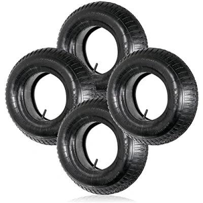 Image of SPARES2GO Wheelbarrow Wheel Tyre and Inner Tube (3.50 8, 35PSi, Pack of 4)