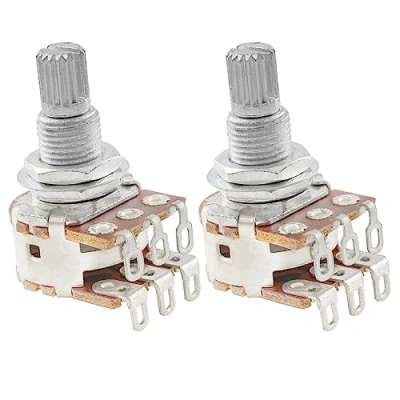 Image of Musiclily Pro Aluminium Mini Metric Sized Blend Pots MN250K Dual Balance Potentiometers with Center Detent for Guitar (Set of 2)