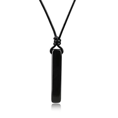 Image of COAI Leather Necklace Crystal Black Obsidian for Men Women