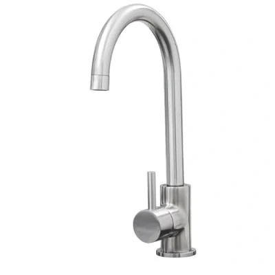 Image of Liquida W06BN Swan Neck Single Lever Monobloc Brushed Nickel Kitchen Mixer Tap