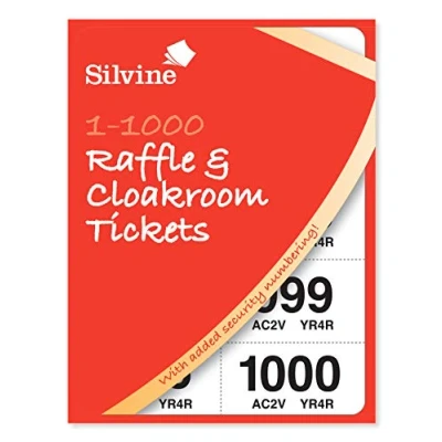 Image of Silvine Cloakroom/Raffle Tickets, Numbered 1 1000 with Security Numbering. Ref Red