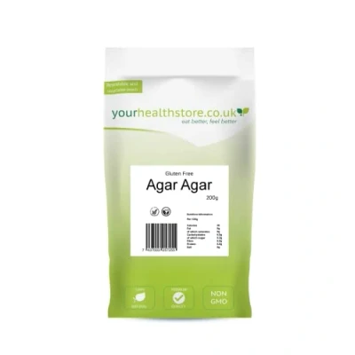 Image of yourhealthstore Agar 200g, Premium Quality Powder, Vegan Gelatine, Gluten Free, Non GMO.