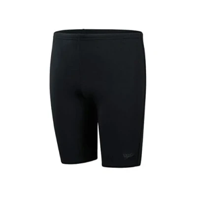 Image of Speedo Junior Boy&#039;s ECO Endurance+ Jammer Swimming Trunks Training Chlorine Resistant Quick Drying Stretch Fabric Recycled Material Comfort Fit, Black/White, 11 12 Years