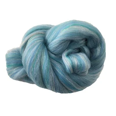 Image of Molten Designs Shimmer Aqua Merino Wool/Trilobal Mix for Needle Felting, Wet Felting