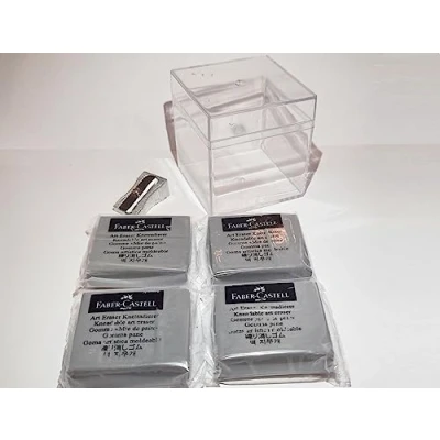 Image of Faber Castell Grey Rectangular Kneaded Art Erasers (4 in a pack)
