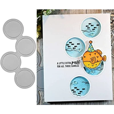 Image of 4pcs Round Border Frame Metal Die Cuts,Flower Edge Cutting Dies Cut Stencils for DIY Scrapbooking Album Decorative Embossing Paper Card Making