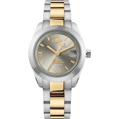 Image of Vivienne Westwood Fenchurch Ladies 28mm Quartz Analogue Display Watch with Grey Dial and Two Tone Stainless Steel Bracelet