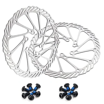 Image of Bike Disc Brake Rotor 160/180/203mm 2 Packs Stainless Steel Bicycle Rotors with 12 pcs Screws for Most Road Mountain BMX MTB (180mm)