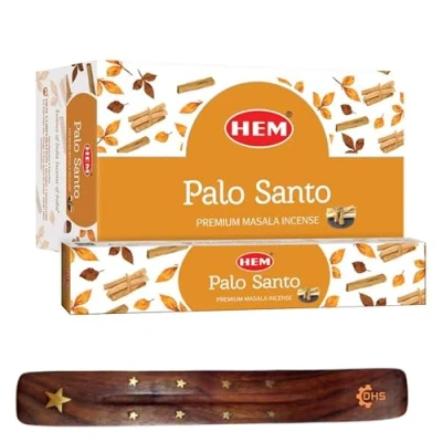 Image of HEM Palo Santo Premium Incense Sticks, Full Pack of 12, Each 15 gms with DHS stick holder for Yoga, Meditation, Healing, Spirituality, Aromatherapy, Spa and Relaxation…