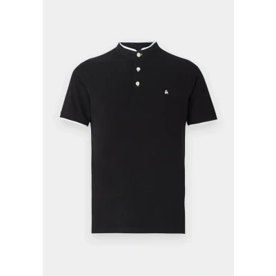 Image of JACK&amp;JONES Men&#039;s JJEPAULOS Mao Polo SS NOOS Shirt, Black, XS