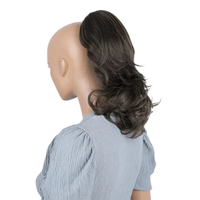 Image of CAISHA 14&quot; Natural Wavy Ponytail With Butterfly Clip Hairpiece Heat resistant Synthetic Fibres Brown H86