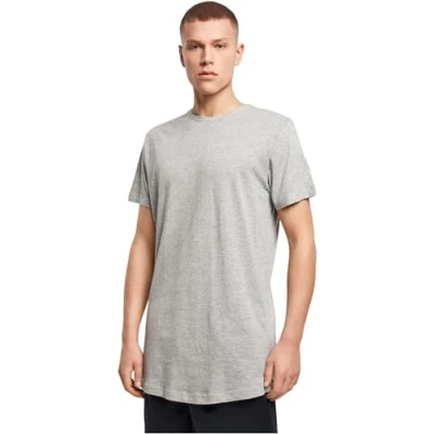 Image of Build Your Brand Men&#039;s Shaped Long T Shirt, Mens, BY028, Heather Grey, M