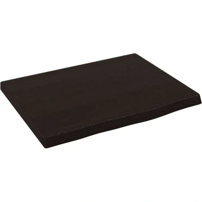 Image of vidaXL Solid Oak Wood Bathroom Countertop Dark Grey Finish, Compact Size 40x30x2 cm, Versatile and Ready for Immediate Use