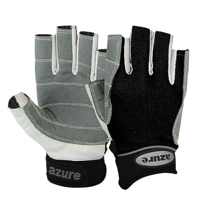Image of Azure sailing Gloves STOPWATCH FRIENDLY STRONG STITCHING,Best enforced PALM, Breathable Cut Finger (Grey/Black 2X Large)