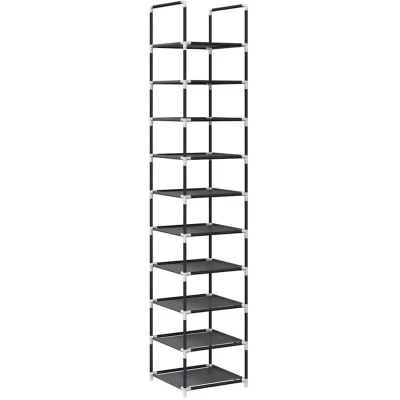 Image of vidaXL Shoe Rack 10 Tier Black 33x33x174 cm Non woven Fabric