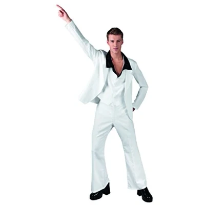 Image of Boland 83536 Adult Disco Fever Costume, White Medium 40 42&quot; Chest
