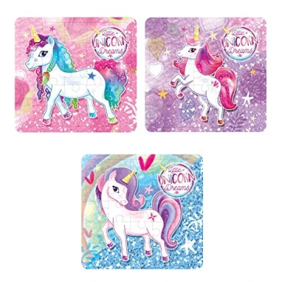 Image of Girls Kids Pretty Mini Unicorn Puzzles Party Loot Bag Fillers Toy, Pack of 24