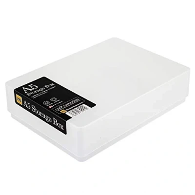 Image of WestonBoxes A5 Plastic Craft Storage Boxes with Lids for Art Supplies, Paper and Card 1.8 Litre Volume (Clear, Pack of 10)