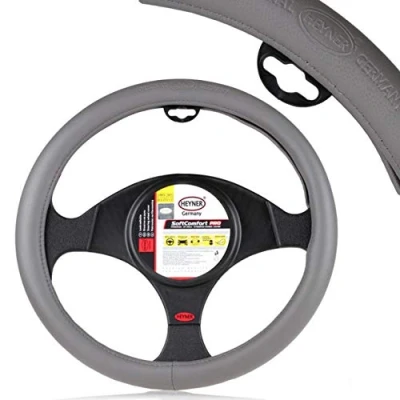 Image of HEYNER Germany Car Steering Wheel Cover Van Standard 37 39cm GREY Soft Smooth Design Accessories