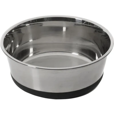 Image of House of Paws Stainless Steel Bowl with Silicone Base, Medium, Black