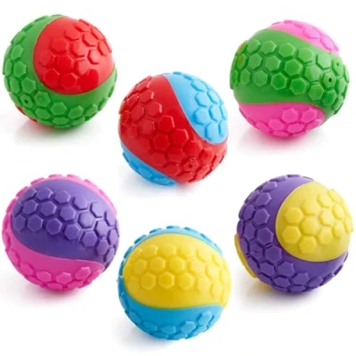 Image of Pets &amp; Play Squeaky Dog Ball 6 Pack Upgraded Durable Strong Sturdy Toys Rubber for Training, Boredom Chewy Multipack Enrichment Small Medium Dogs UK