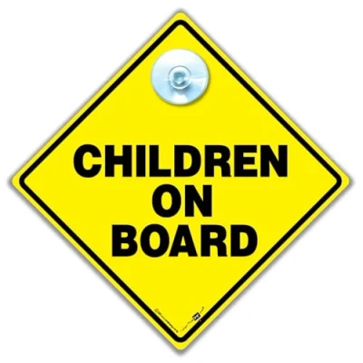 Image of Children On Board Sign, Baby Grandchild Car Sign 14 cm x 14cm