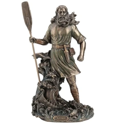 Image of Veronese Design Njord Norse God Of Wind and Sea Bronze Finished Statue 10.75 Inches High