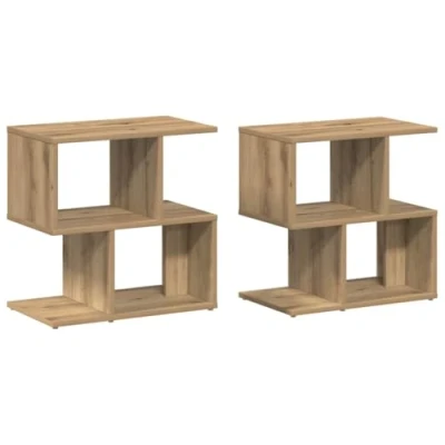 Image of vidaXL bedside cabinets 2 pcs modern artisan oak engineered wood nightstands 50x30x51.5 cm bedroom storage