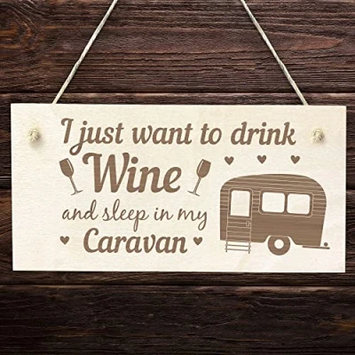 Image of Red Ocean Funny Caravan Sign Engraved Plaque Wine Gift Friendship Retirement Accessories